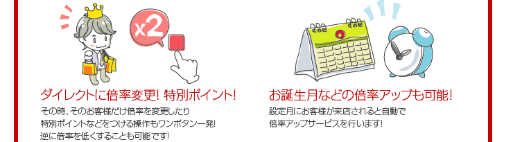 ダイレクトに倍率変更！ 特別ポイント！　お誕生月などの倍率アップも可能！